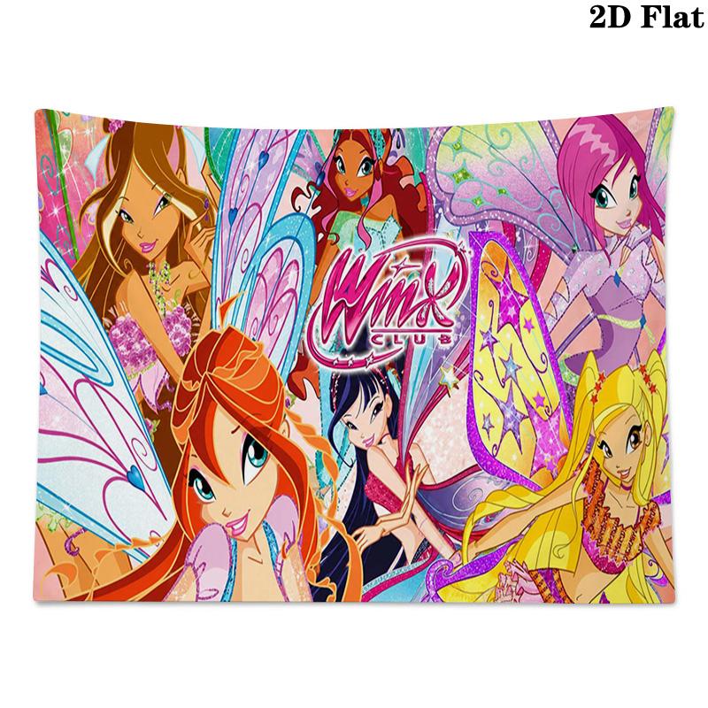 Winx Wall Tapestry Aesthetic Wall Hanging Printed Fabric Blanket Decorative Tapestries for Bedroom Living Room Home Decor
