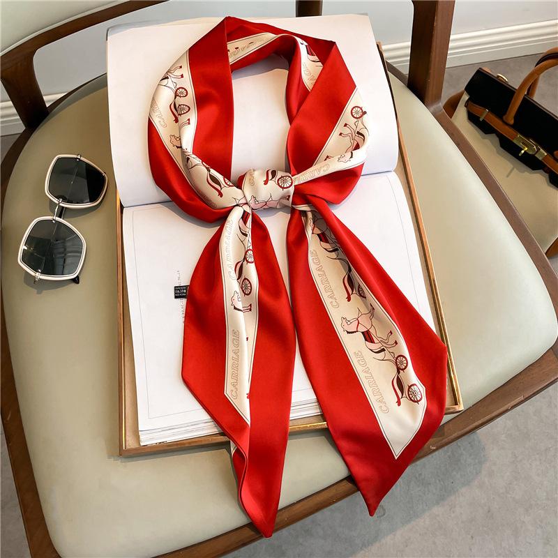 Scarf, Long Silk Scarf, Versatile Silk Scarf, Double-Layer Simulated Silk, Diagonal Scarf, Autumn And Winter Hair Binding And Scarf