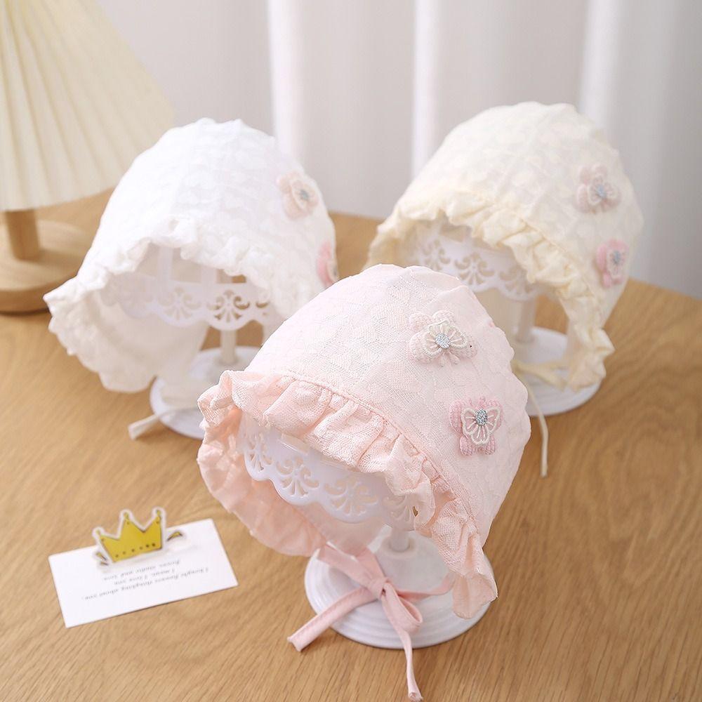 Lace Newborn Bonnets 0-12M Adjustable Sun Hat 2025 Infant Bonnet for Baby Girl