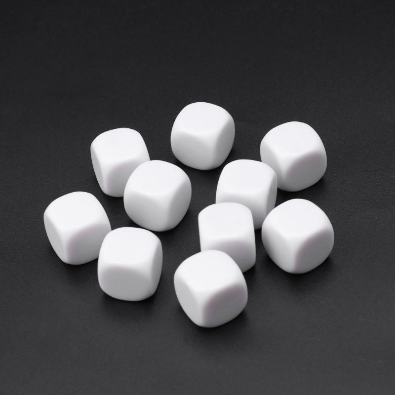 10Pcs/pack Dices Set Acrylic White Dices Teaching Props Game Accessories Mathematical Tools Round Corner Dices Set