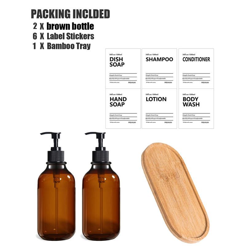 Dispenser de săpun lichid de 500 ml Balsam șampon gol reîncărcat Recipient pentru spălarea corpului cu etichetă/raft/tavă pentru baie, bucătărie