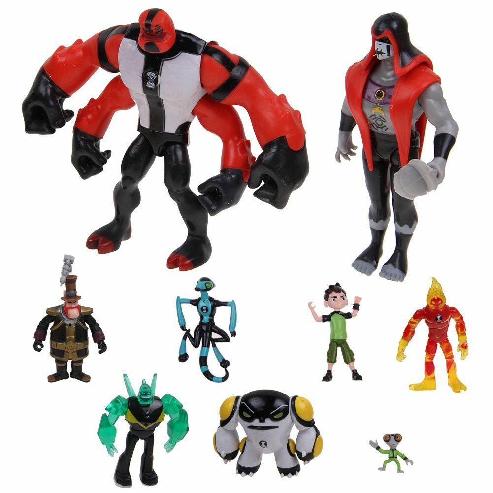 

9 Pcs Lot Ben 10 Action Figure Play Set Toy Cake Topper Heatblast Four Toys Arms