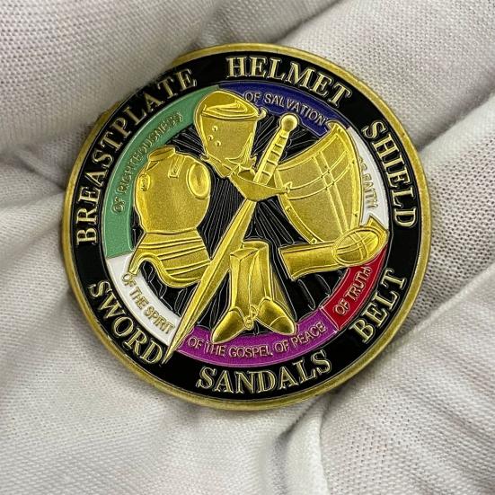Armor of God Coin 1.57" Diameter Metal Souvenir Coin Put On The Whole Armor of God Double-Sided Armored Soldier Challenge Coin for Military Church