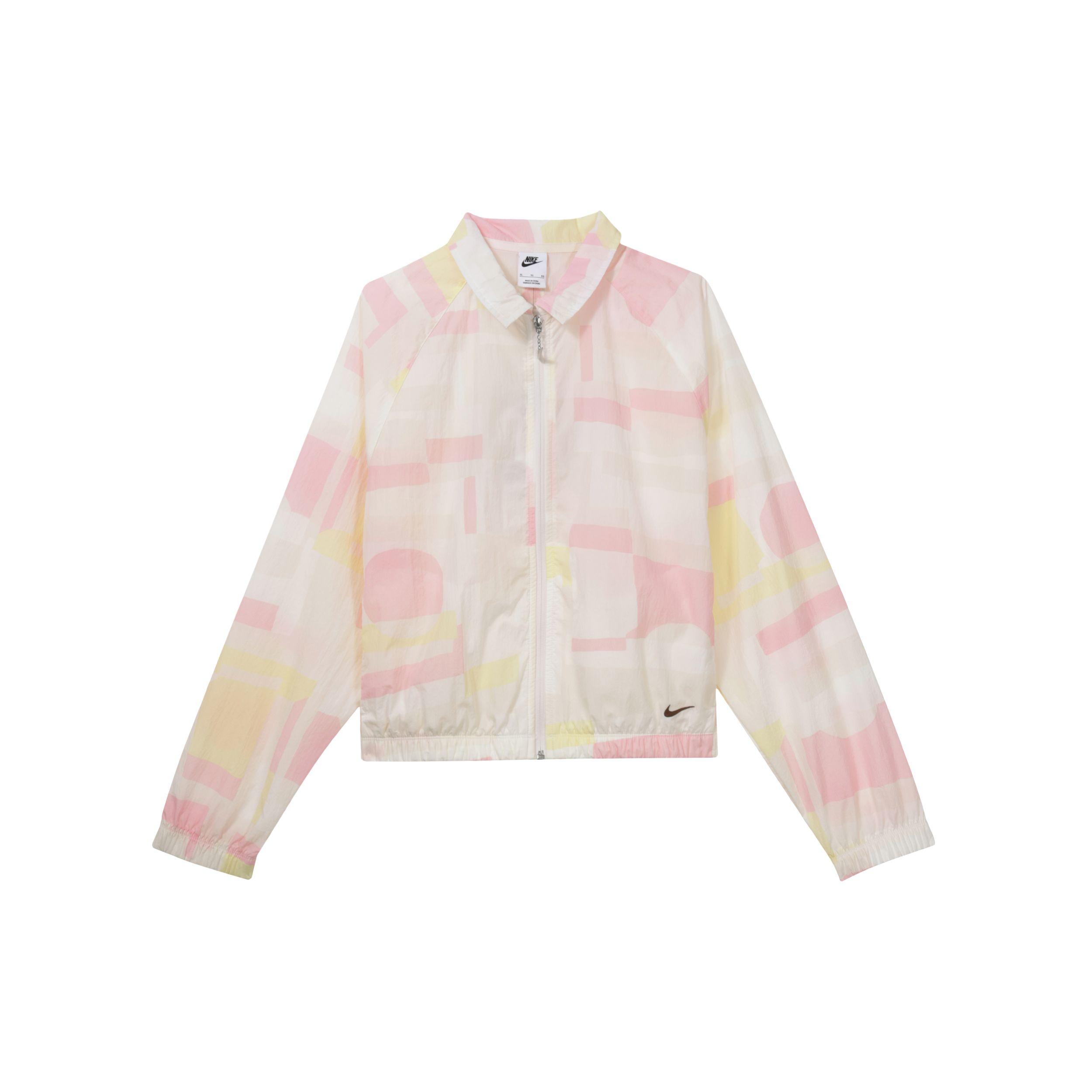 

Nike Sportswear Color Block Pattern Zipper Long Sleeve Jacket Women Jackets Soft-Pink FJ7711-134 M