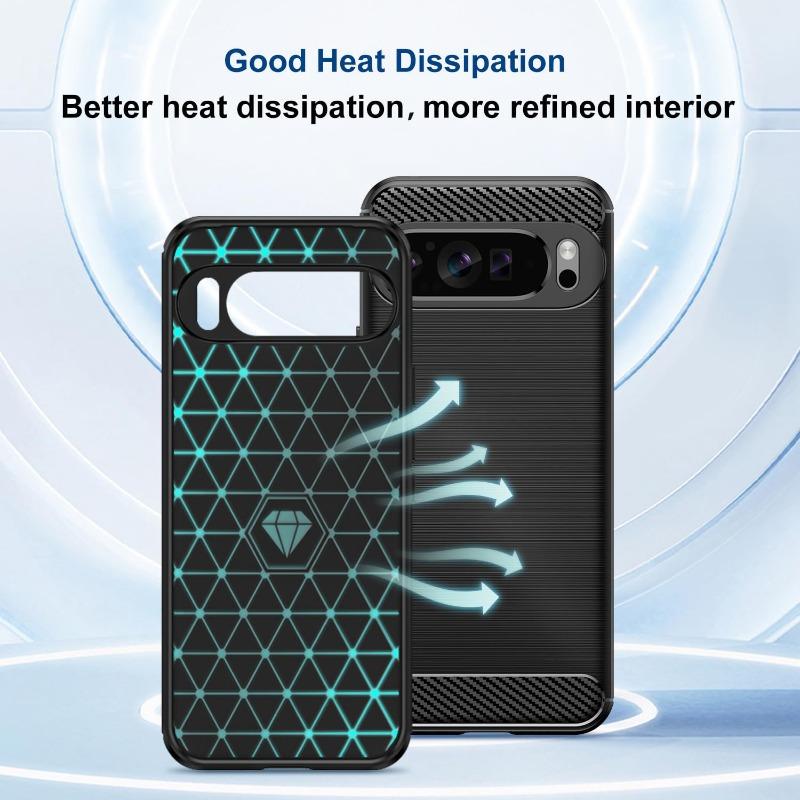 Stylish Carbon Fiber TPU Rubber Slim Case for Google Pixel 10 9 8 Pro XL Shockproof Supports Wireless Charging Protector Cover