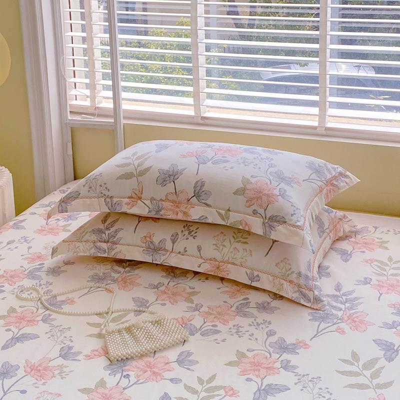 2pcs New Style Small Floral Small Fresh Ins Style Floral Washed Pillowcases One Pair Household Pillowcases