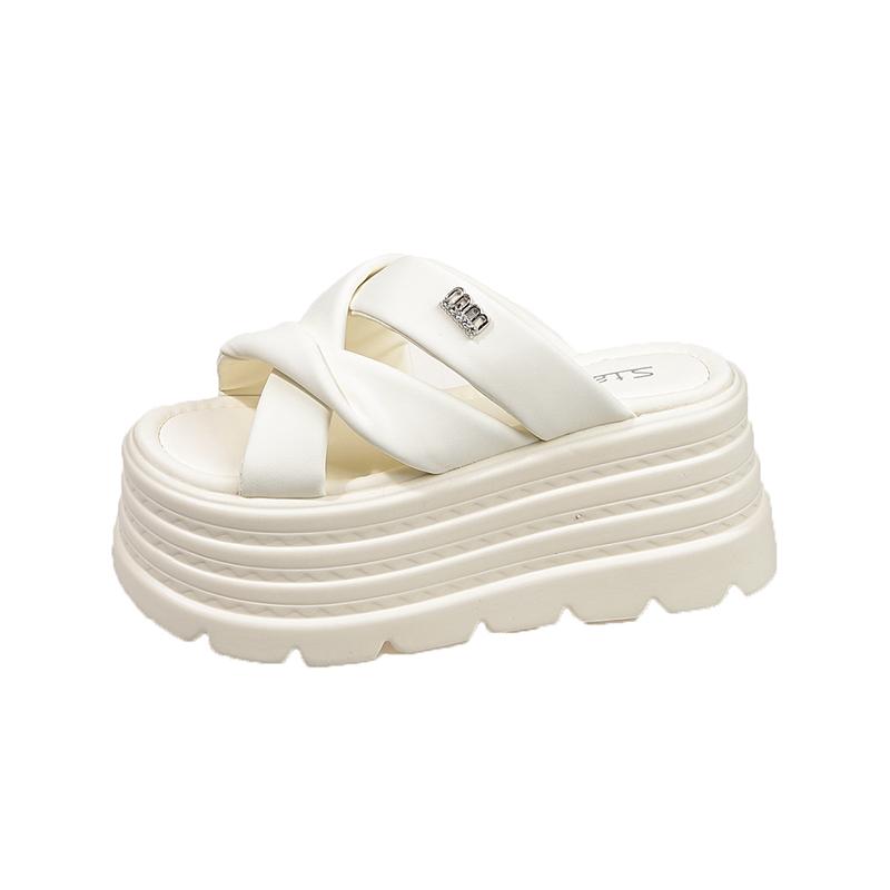 

Модные НОВЫЕ 8-сантиметровые шлепанцы на танкетке для женщин Летние Нескользящие Платформенные Сандалии Женские С Открытым Носком Удобные Женские Массивные Пляжные Шлепанцы 34 бежевый