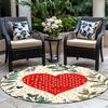 1pc Valentine's Day Heart Shaped Round Rug - with Greenery and Floral Pattern for Bedroom Living Room