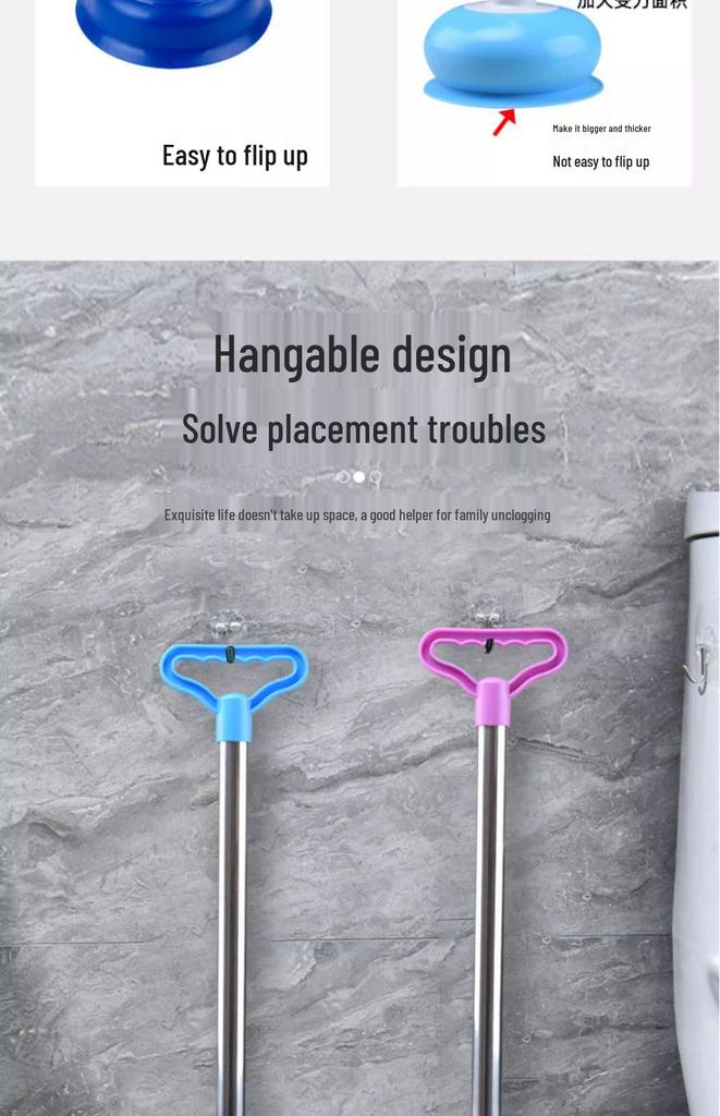 Strong Rubber Sewer Pipe Plunger: Bathroom & Toilet Clog Dredging Tool