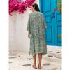2 color cotton print vacation beach dress sexy belt dress sunscreen cardigan 3827