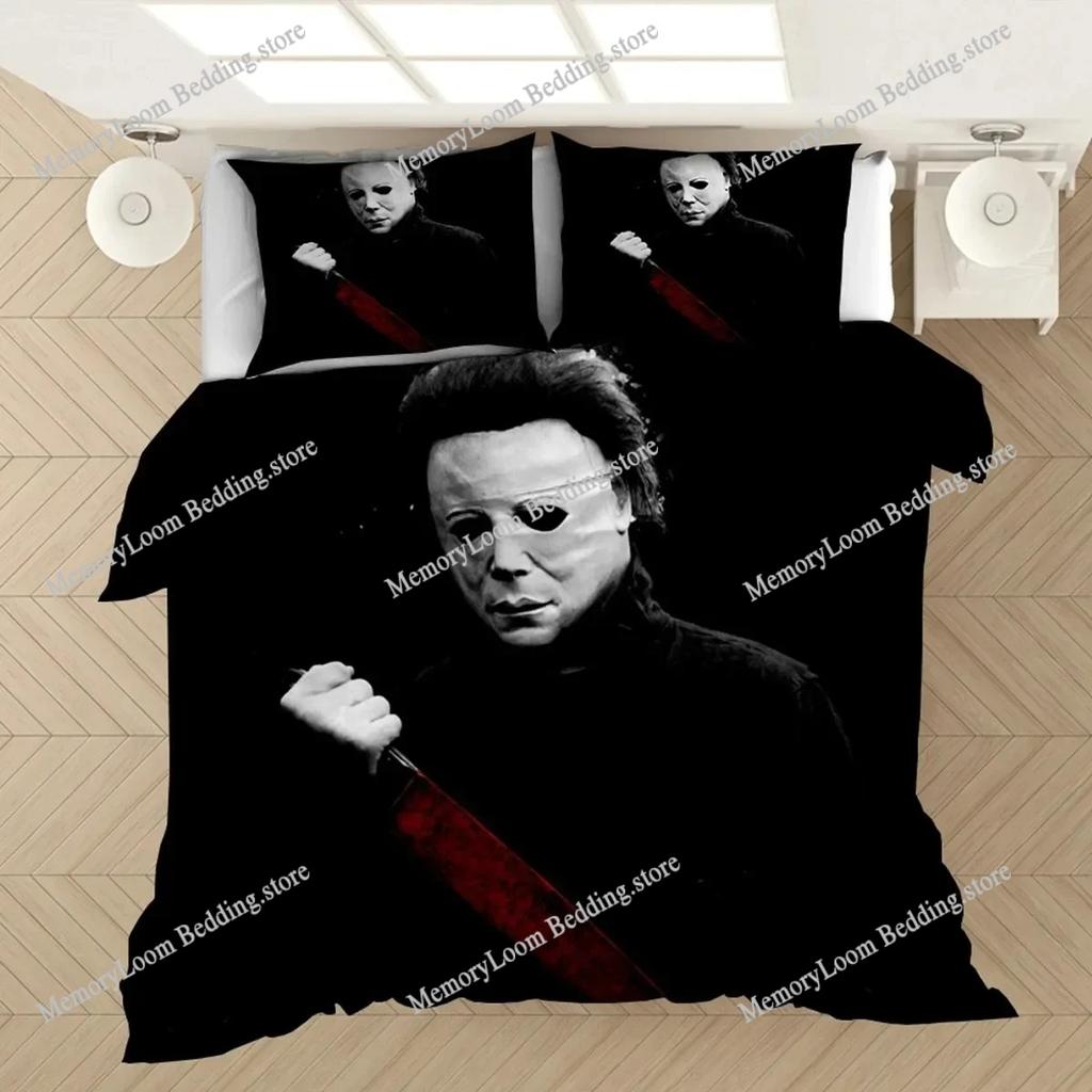 Movie Poster Cool Horror Michael Myers Halloween Bedding Set Single/Full/Queen Size 3D Print Duvet Cover Bedroom Decor Soft Set