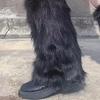 1 Pair Winter Calf Socks Cozy Fluffy Faux Fur Thick Solid Color Anti-slip Warm Pile Socks Leg Warmers JK