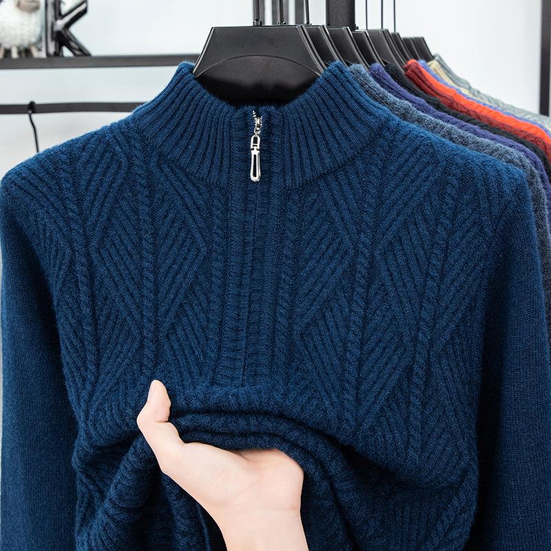 Men s Half-Zip Twisted Cable Knit Sweater - Thick, Warm, and Trendy (2025) 2XL