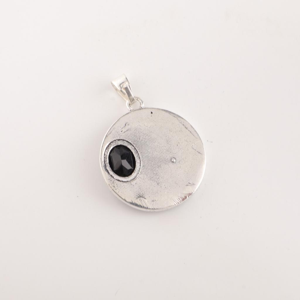 Natürlicher Schwarzer Onyx Edelstein 925 Sterlingsilber Schmuck Partywear Anhänger 1,29'' CP-39-18