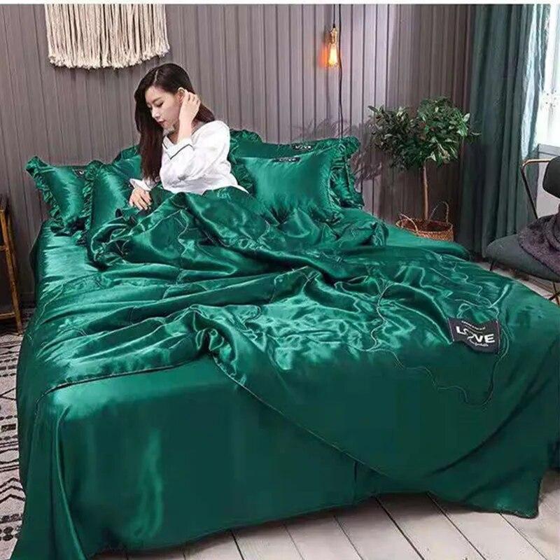 Letní přikrývka Ledové hedvábí Prošívaná přikrývka Pratelná Chladivý pocit Spánek na naháče Klimatizace Tenká přikrývka Děti Jednolůžko Queen Ložní prádlo