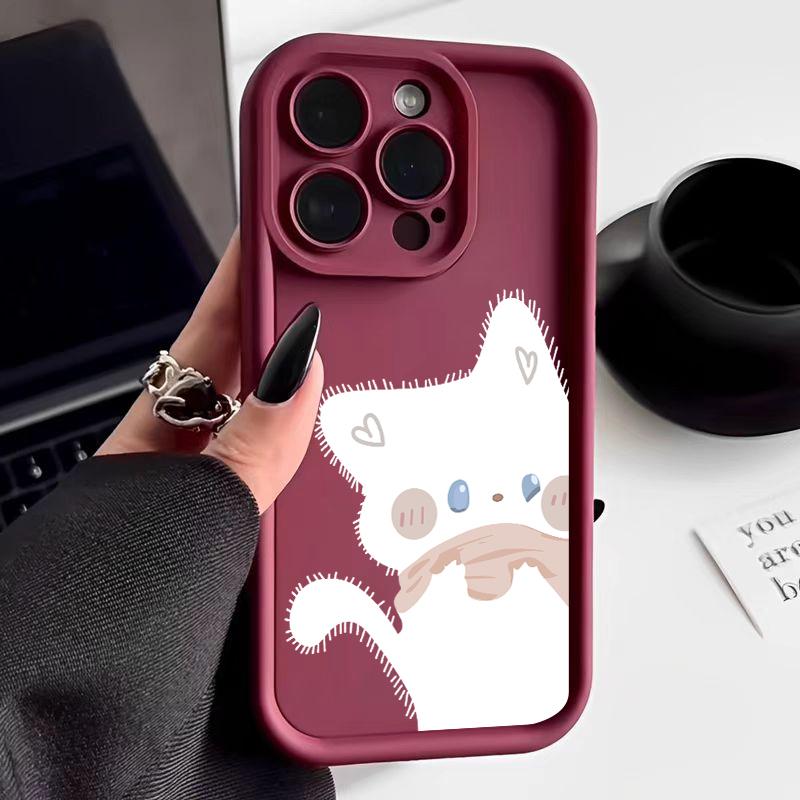 Cute Black And White Cat Pattern Phone Case For iPhone 17 16 15 14 13 12 11 Pro Max 17 Air 16E X XS XR Soft TPU Silicone Cover