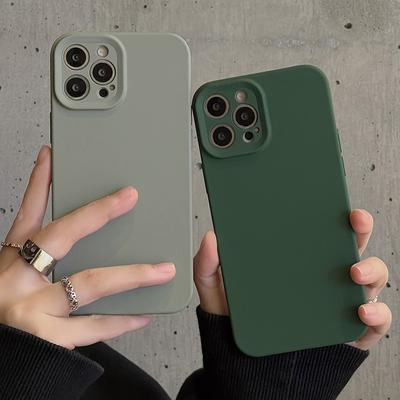 Solid Color Liquid Official Silicone Case For Iphone 13 14 Pro Max 11 12 Xr Xs 14 Plus Camera Lens Phone Cover