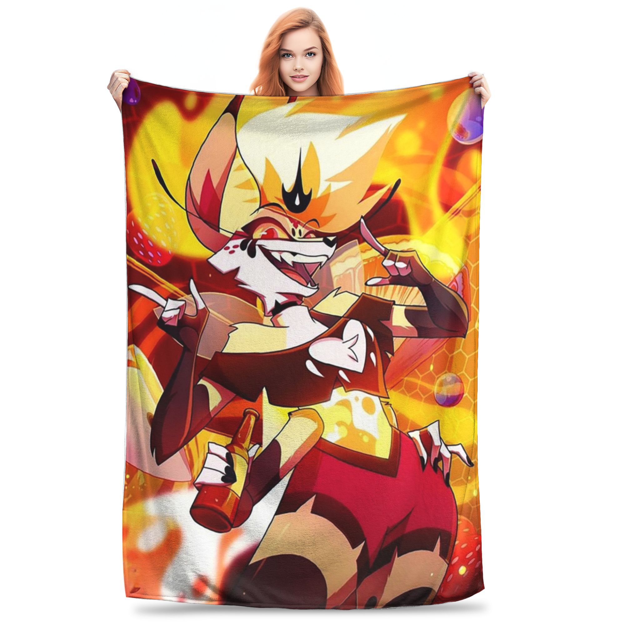 

Фланелевый плед Helluva Boss Вельзевул Теплые плюшевые одеяла Мягкий плед для кровати Гостиной Дома Путешествий Дивана 30x40in