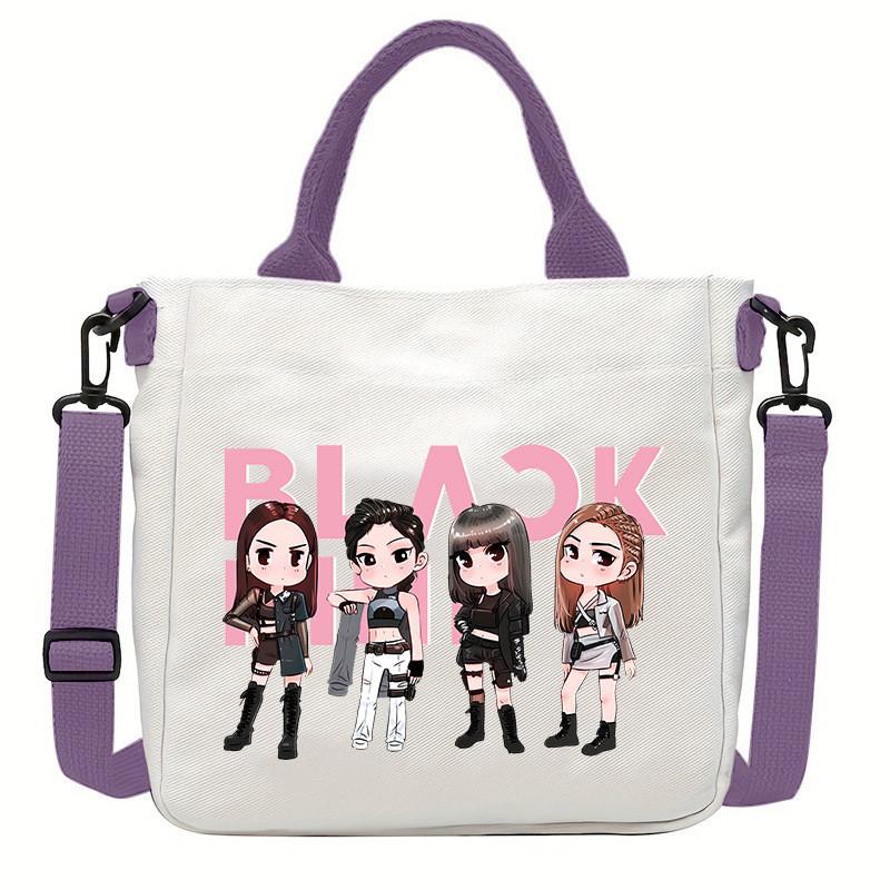 Rose Lisa Jennie Jisoo Printed Crossbody Bag Casual Canvas Shoulder Bags