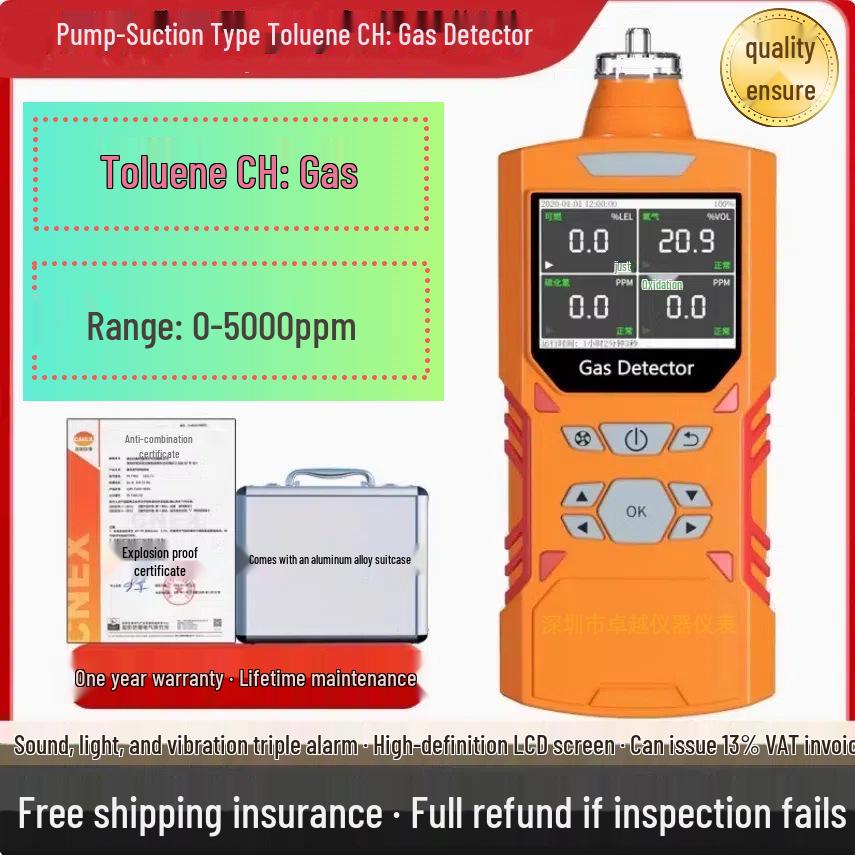 ZY-456X Pump Suction Toluene C₇H₈ Gas Detector & Alarm 75x47x190 mm