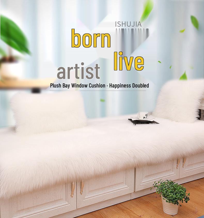 Faux Wool Sheepskin Long Pile Floor Mat for Living Room, Bedroom, Bedside, or Bay Window Tatami.