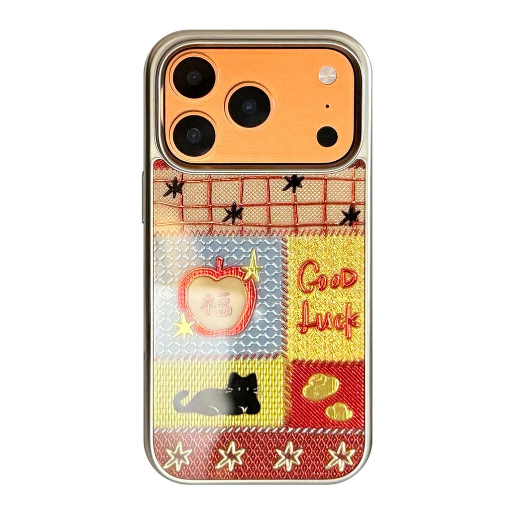 New Year's lucky fruit cat apple 17promax mobile phone case iphone16 suitable for 14 gilt cartoon 13 anti-drop 17