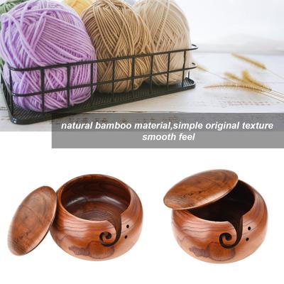 Bowls Eco-friendly For Knitting And Crochet Wooden Yarn Organizer Knitted Creative Storage Dustproof Handmade Sewing With Lid
