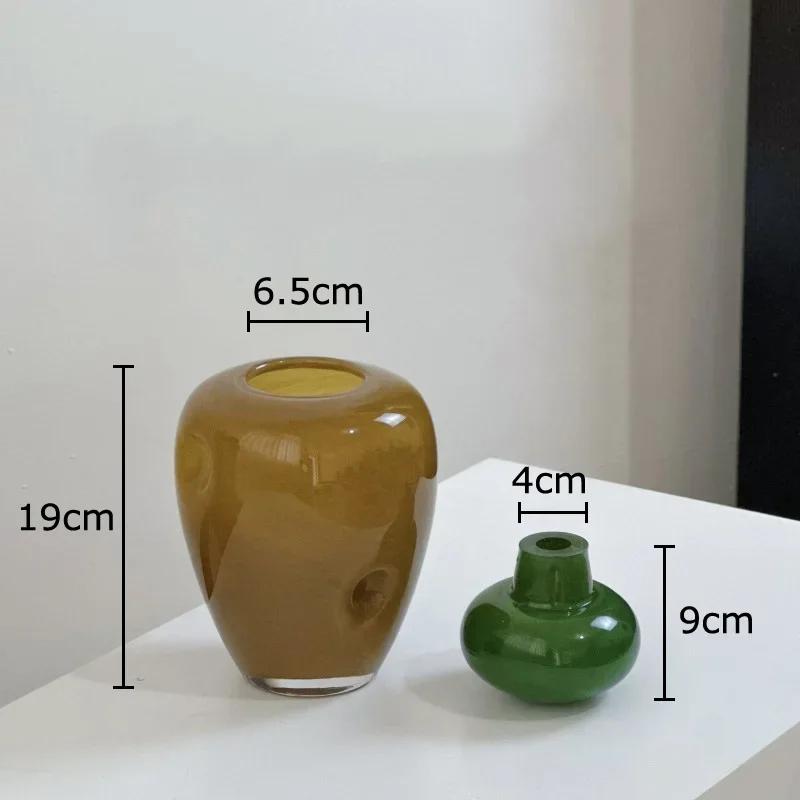 Colored Stone Shaped Glass Vase Creative Flower Pots Desk Decoration Flower Arrangement Floral Vases Room Aesthetic Decor