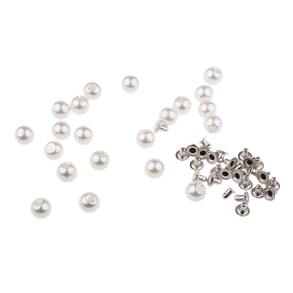 Faux Pearl Studs Decorative Rivet Buttons Plastic Beads Garment Accessories for DIY Crafts Clothes