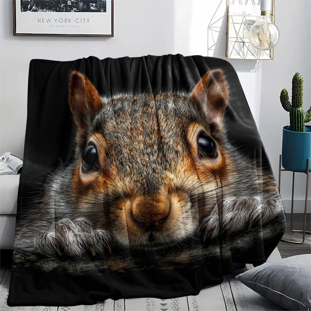 Ardilla, Manta de Franela con Patrón, Alta calidad Cómoda para Todas las Estaciones, Decoración del Hogar, Calidez y Comodidad, Perfecta para Regalos.