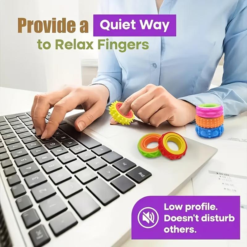 6Pcs Rotating Fidget Ring Finger Spinner for Kids Birthday Party Favors Pinata Filler Classroom Gifts Stress Relief Sensory Toy