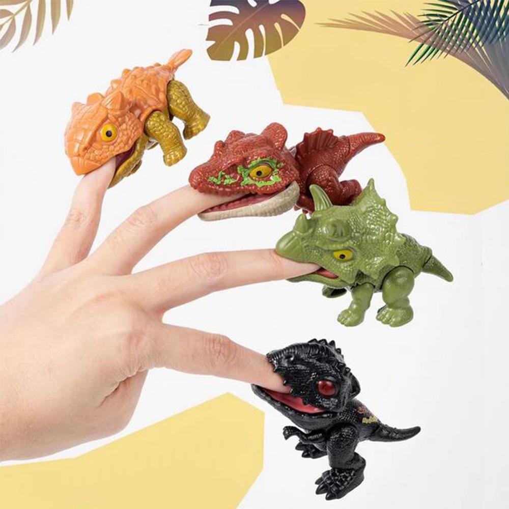 4pcs Biting Finger Dinosaurs Toy Collectibles for 3+ Year Old Kids Birthday Gift