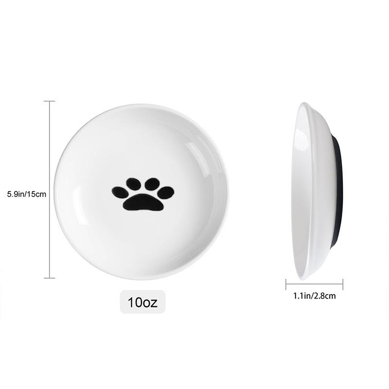 Pet Cat Bowl Snack Canned Tray Not Easy To Tip Over Silicone Bottom Cat Food Bowl Porcelain Cat Plate Dog Food Bowl Pet Supplies