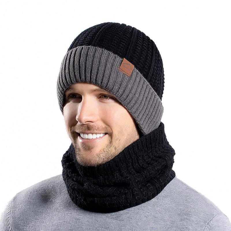 Mens Knitted Hat And Scarf Set With Acrylic Fabric Winter Warmth For Casual Outdoor Use