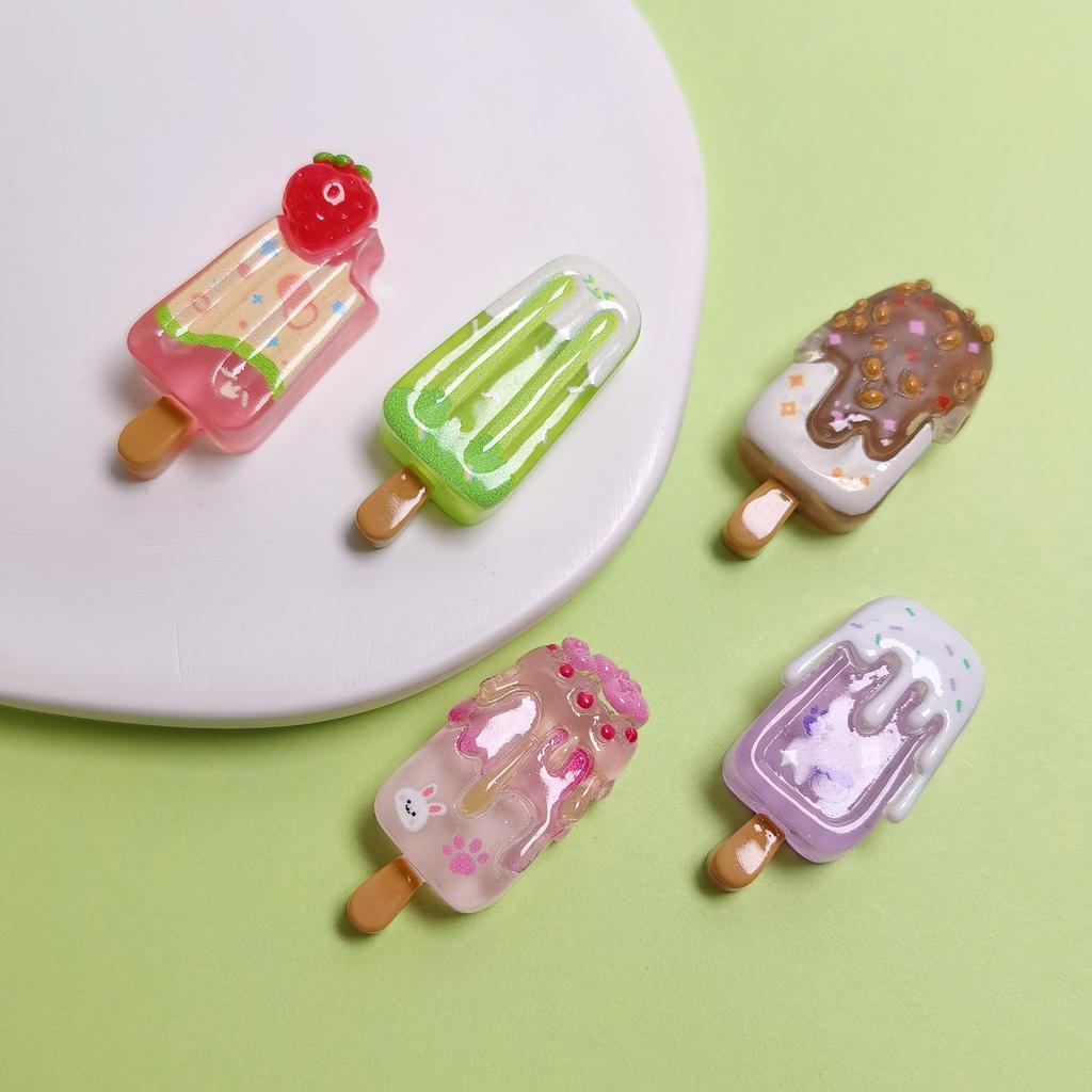 100Pcs 3D Resin Ice Lolly Flatback Resin Charms Assorted No Hole Beads for Scrapbooking DIY Phone Case Jewelry Making Supplies