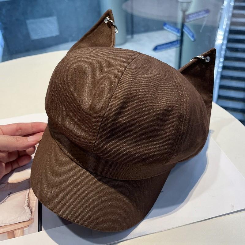 

Stylish Cat Ear Cap With Sun Protection For Outdoor Sports And Casual Wear коричневий
