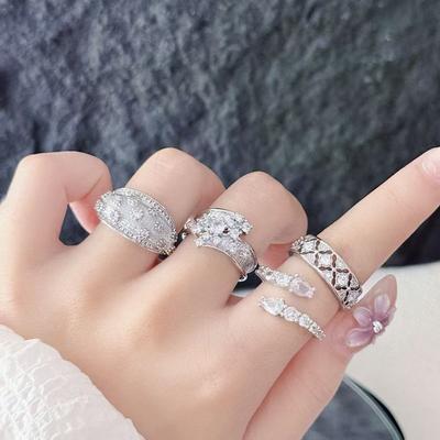 Lace Lace Super Fairy Zircon Cross Ring Light Luxury Niche High Sense Exquisite Stacking Temperament Ring Woman