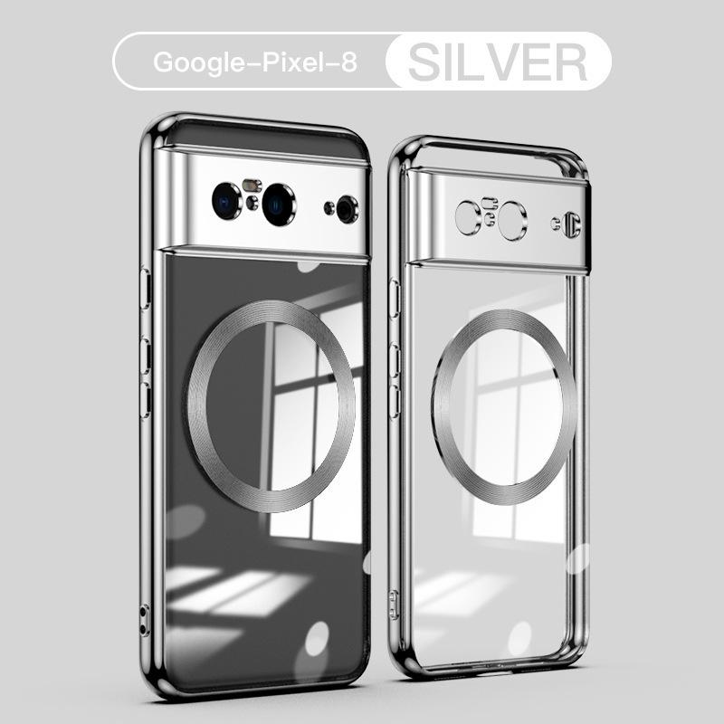 Compatible with Google Pixel 10A/9 Pro XL/8 Pro Electroplated Transparent Silicone Magnetic Phone Case
