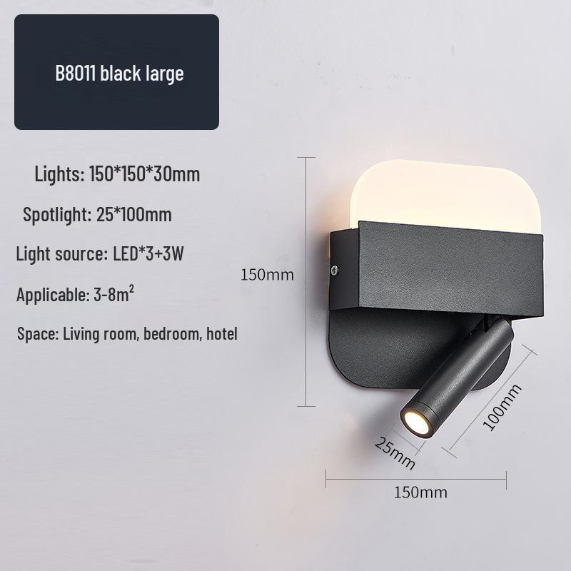 Modern Minimalist Indoor LED Wall Lamp with USB Reading Light for Bedroom or Living Room.