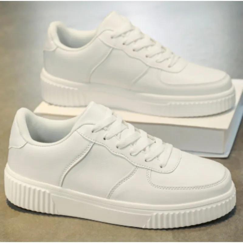 

2025 new Designer leather men shoes trend white light casual sneakers male Outdoor non-slip walking teenager 50 білий