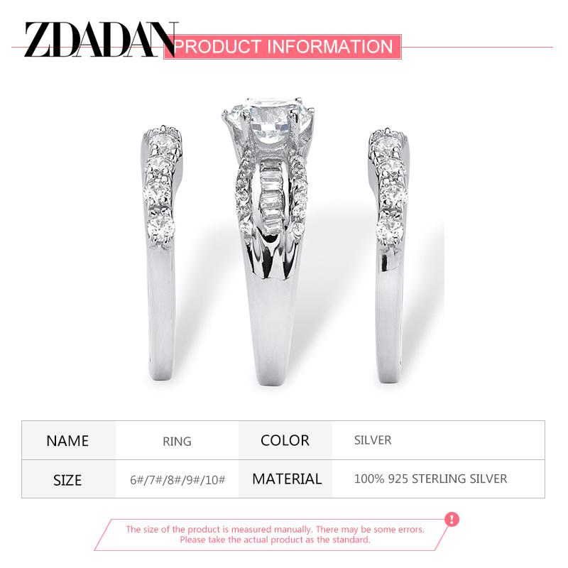 925 Sterling Silver 18K Gold 3pcs Geometric Zircon Rings for Women Jewelry Gift