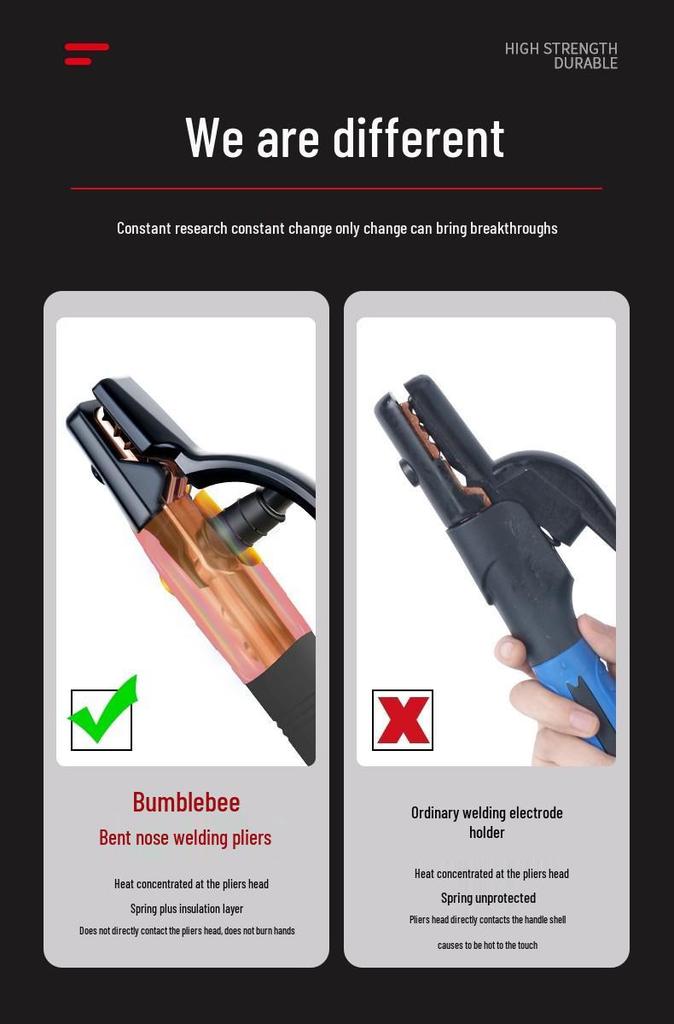 Industrial Grade Drop-Proof Electrode Holder: European Style Welding Gun Handle, 500A/800A, Heat Resistant