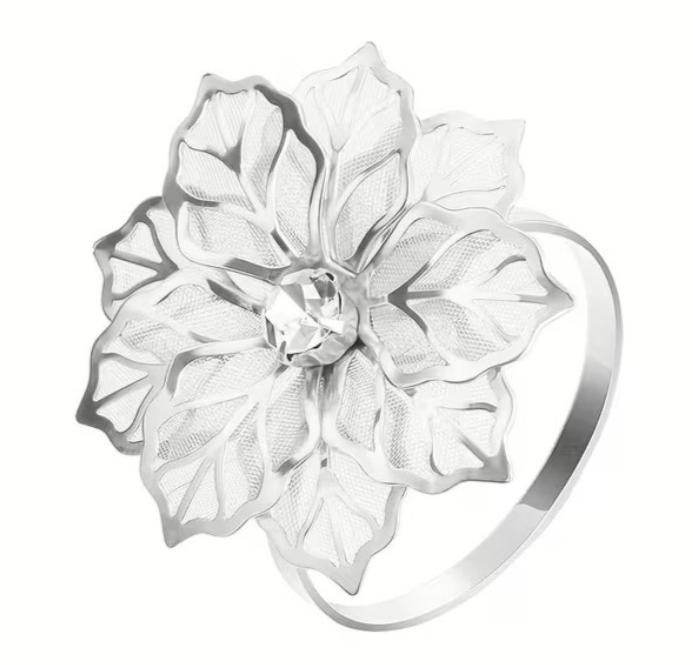 1-24PCS Gold Mesh Flower Napkin Ring Metal Elegant Table Decor for Wedding Party Banquet Dining Table Accessories