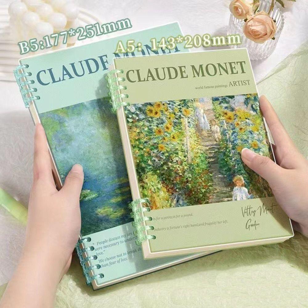 Detachable Core Binder Ring Notepad Monet Oil Paint Spiral Bound Notebook Office School