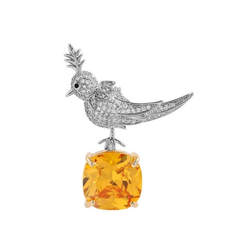 

Exquisite Golden/Silver Bird Brooch Elegant Design Coat Suit Safety Badge Pin For Formal Gatherings And Daily Outfits срібний/жовтий