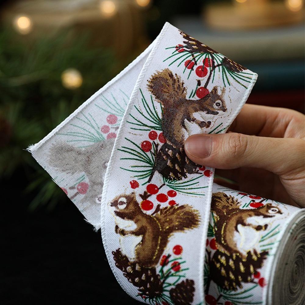 Xmas Gift Christmas Ribbon 2m Burlap Ribbon New Fabric Swirl Ribbon