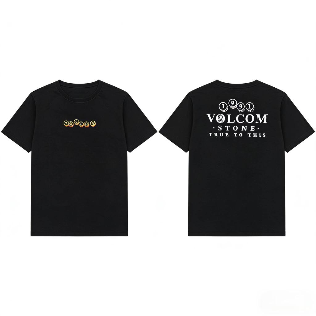 Retro Volcom Cotton Short Sleeve Tshirt Personality Niche Skateboard Function Wind All Kinds Of Classic Beauty Tide Surfing