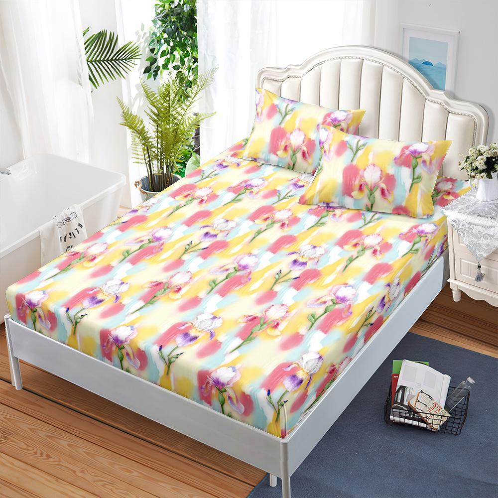 Three-Piece Mattress, Mattress Cover, Flower Dust Mattress Protective Cover, Fully Enclosed Bed Cover