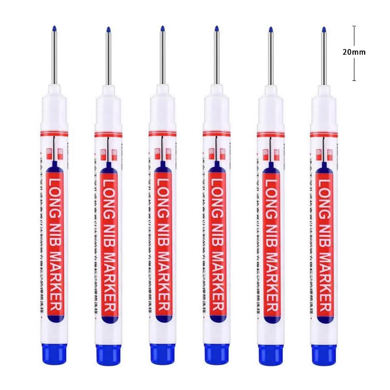 6Pcs/Set 20mm Long Nib Head Markers for Metal Perforating Pen, Waterproof, Bathroom, Woodworking Decoration, Multi-Purpose