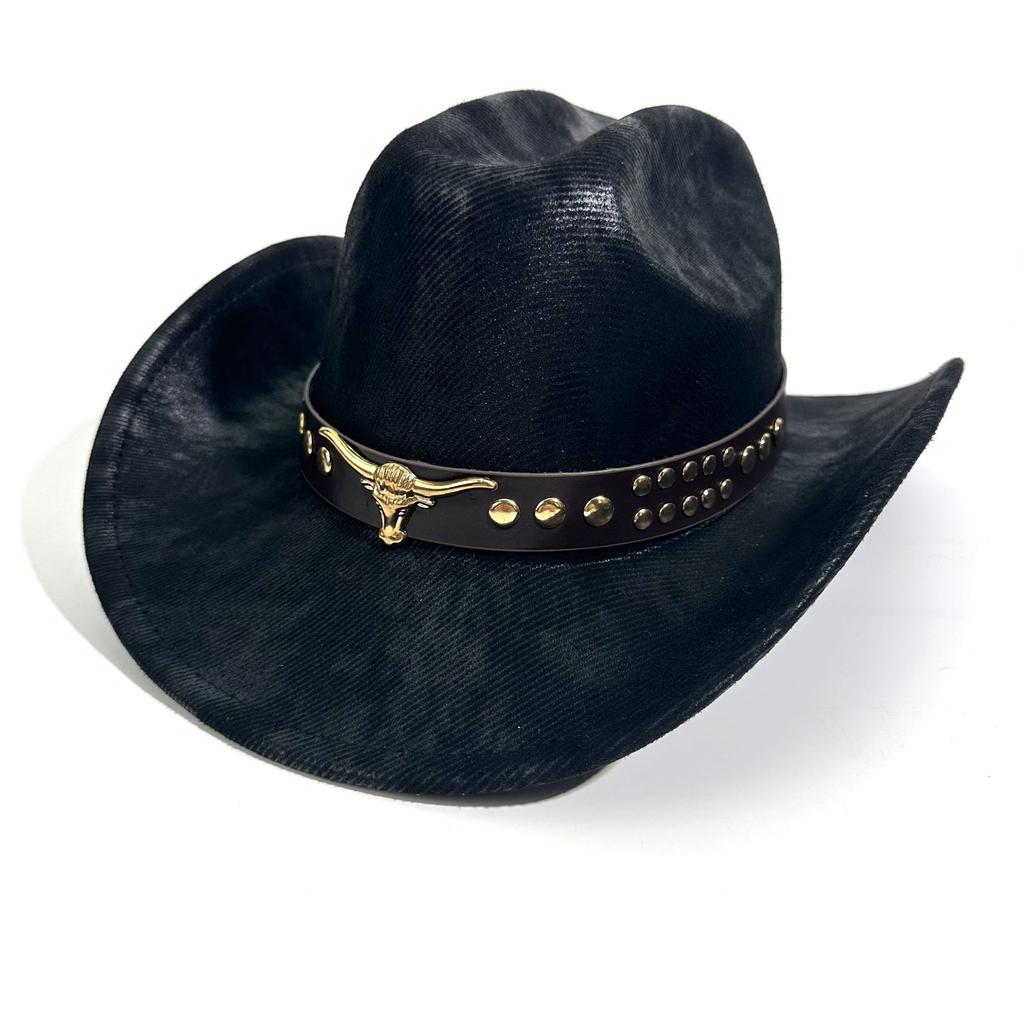 Western European And American Cowboy Hats, Retro Bull Head Accessories, Ethnic Style Jazz Hats, Sunshade And Sunscreen, Cowboy Top Hats